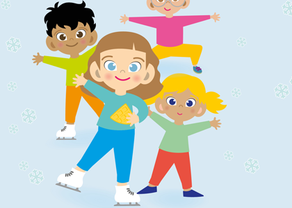 Grafik von Kindern mit Schlittschuhen