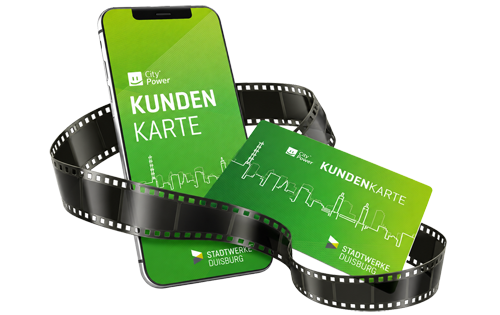 Die Stadtwerke-Kundenkarte in einer Filmrolle