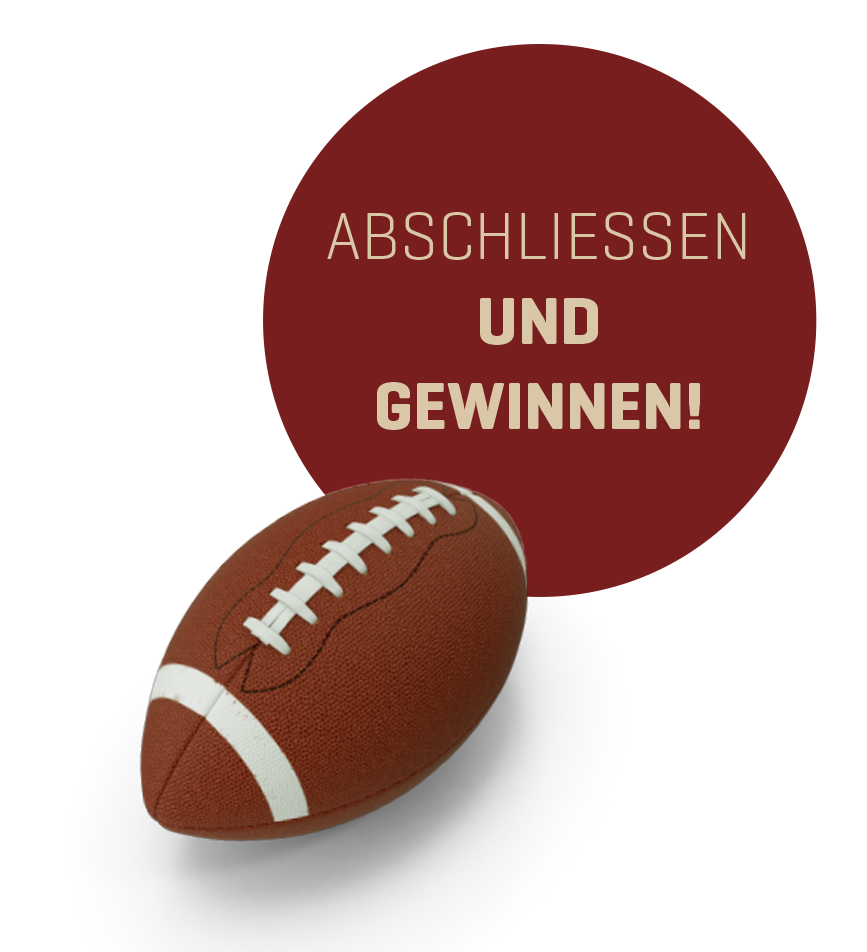 Ein Football mit Gewinnspielhinweis