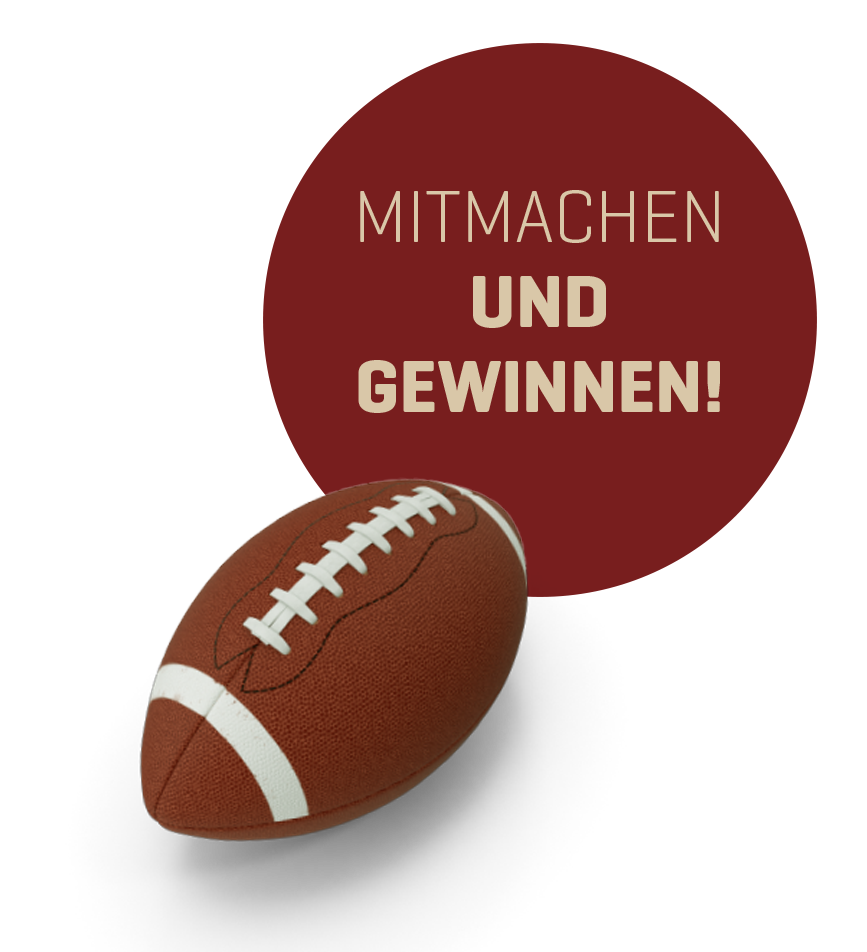 Ein Football mit Mitmachhinweis