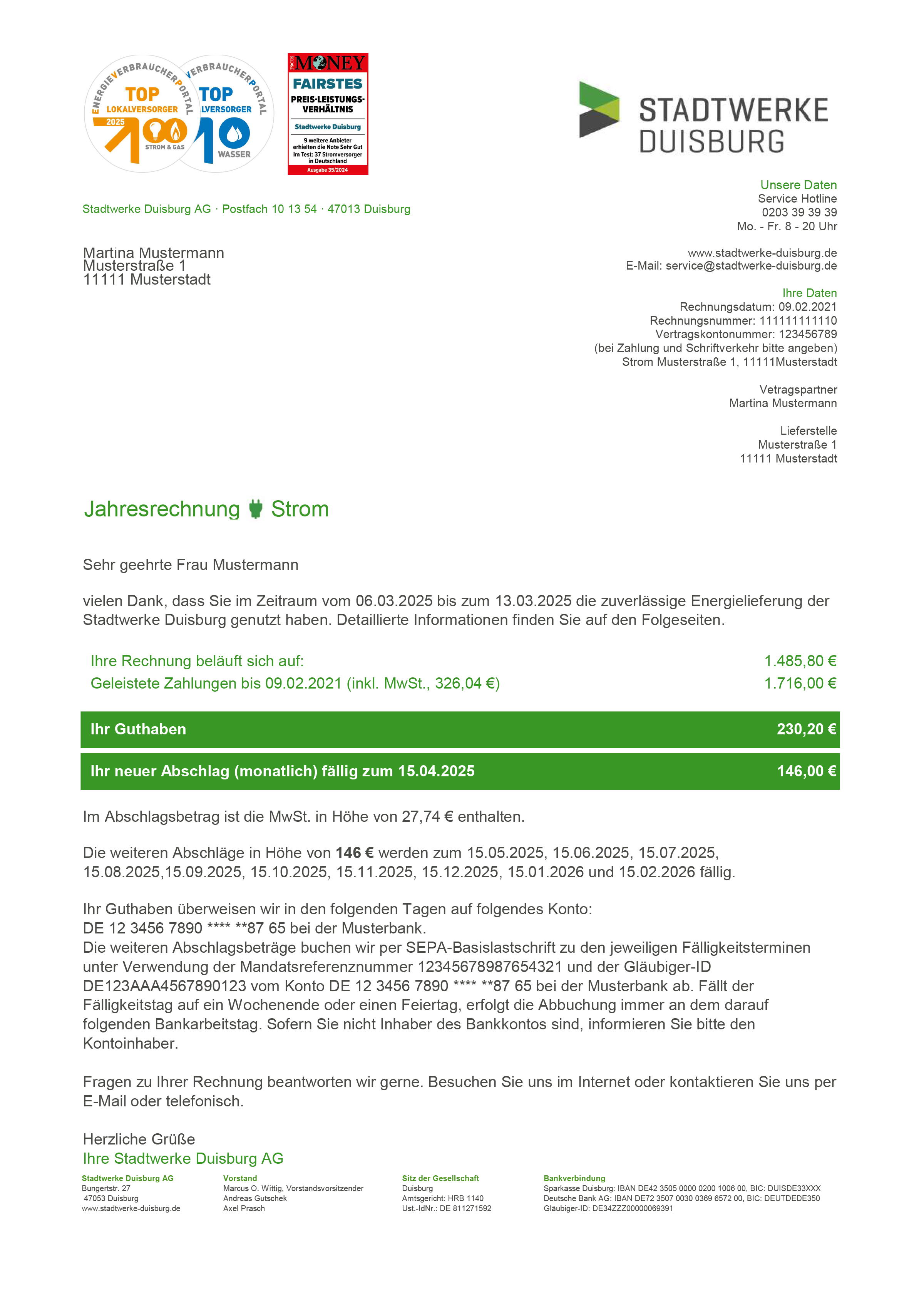 Beispielrechnung Strom Seite 1