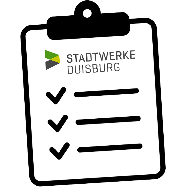 Checkliste mit Stadtwerke Duisburg-Logo